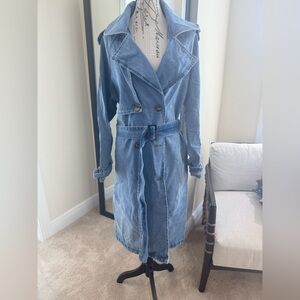 Stylish Blue Denim Trench Coat!! So FUN. Dress up or down, layer it.